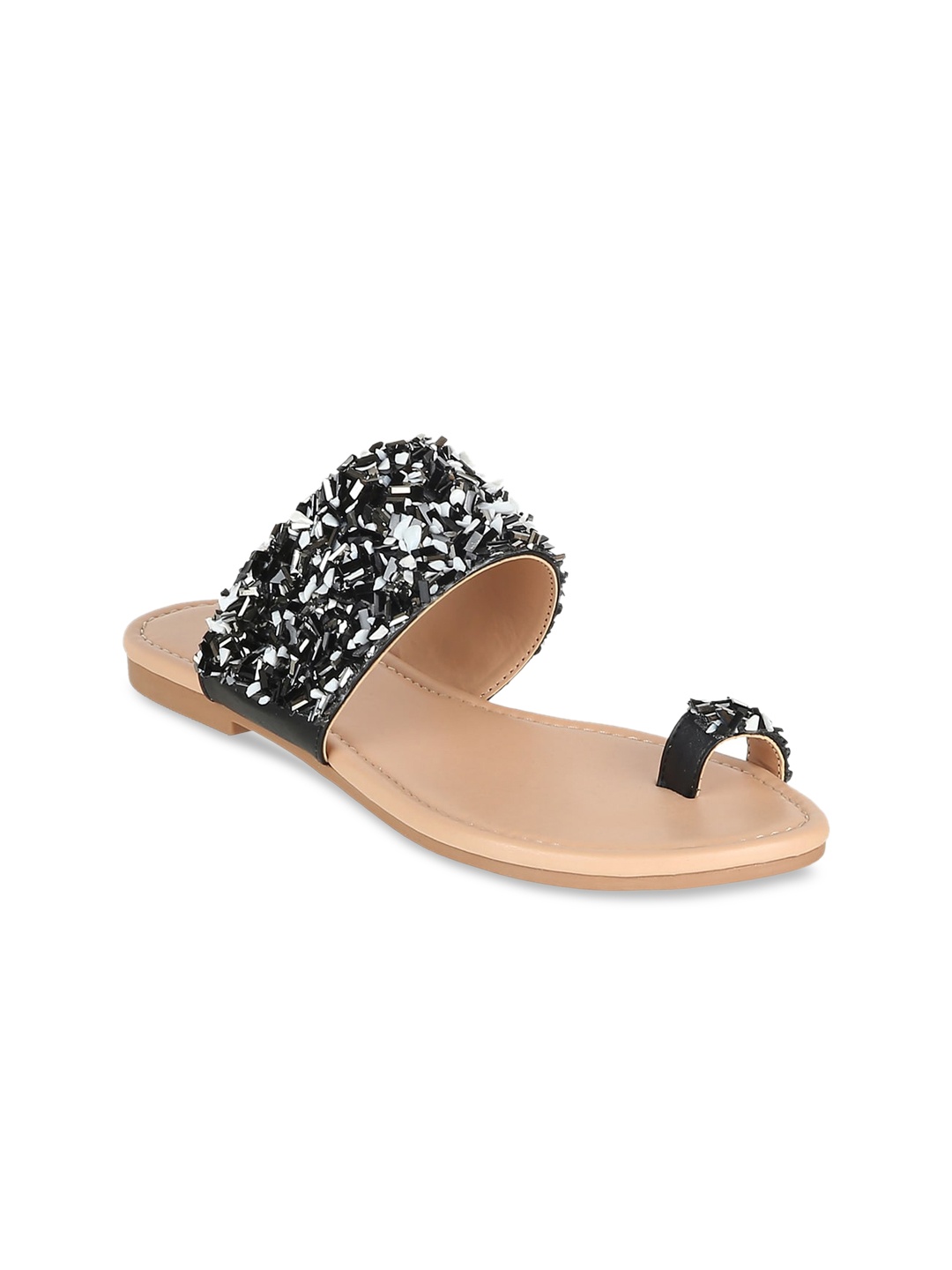 

ELLE Women Black Embellished One Toe Flats