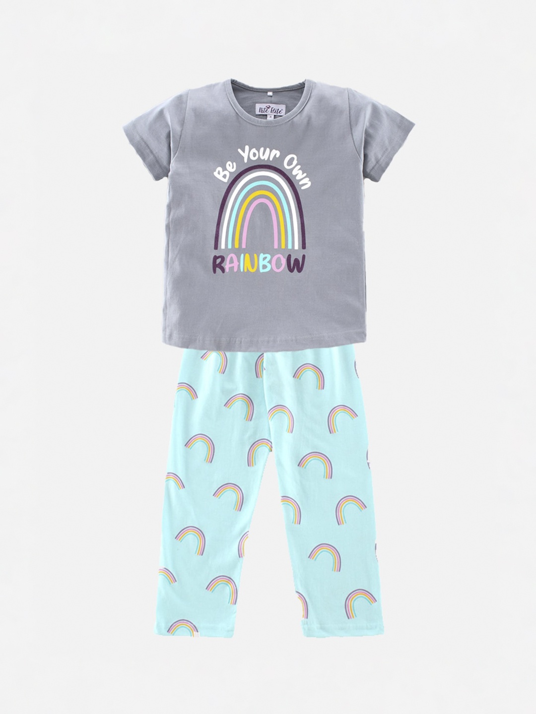 

Nite Flite Girls Multicoloured Printed Night Suit, Sea green