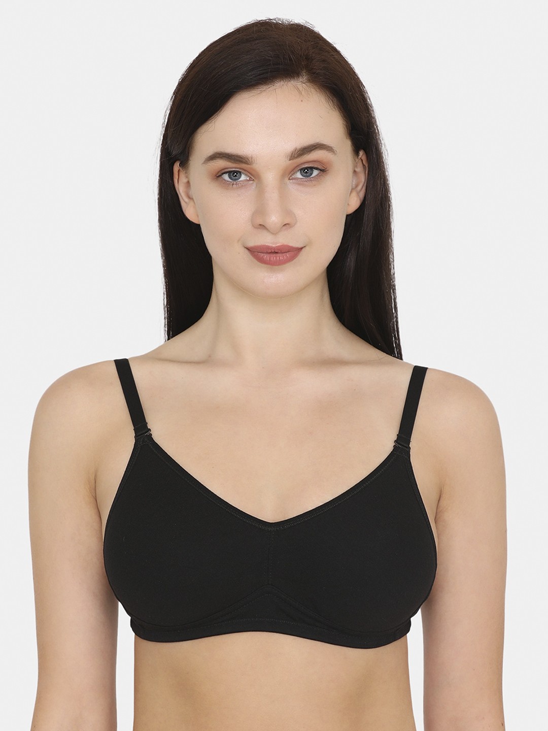 

Zivame Black & Transparent Solid Non-Wired Non Padded T-shirt Bra ZI10TBCORE0BLAK-Black