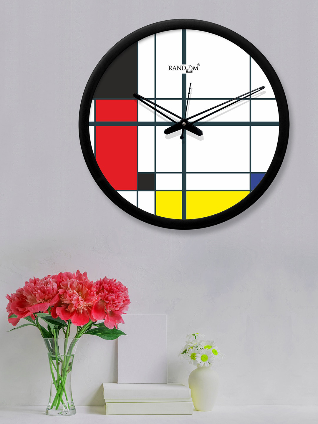 

RANDOM White & Red Round Colourblocked 30.4 cm Analogue Wall Clock