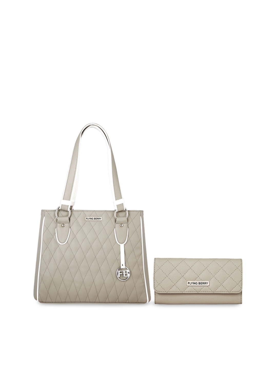 

FLYING BERRY Grey Solid Handheld Bag Combo