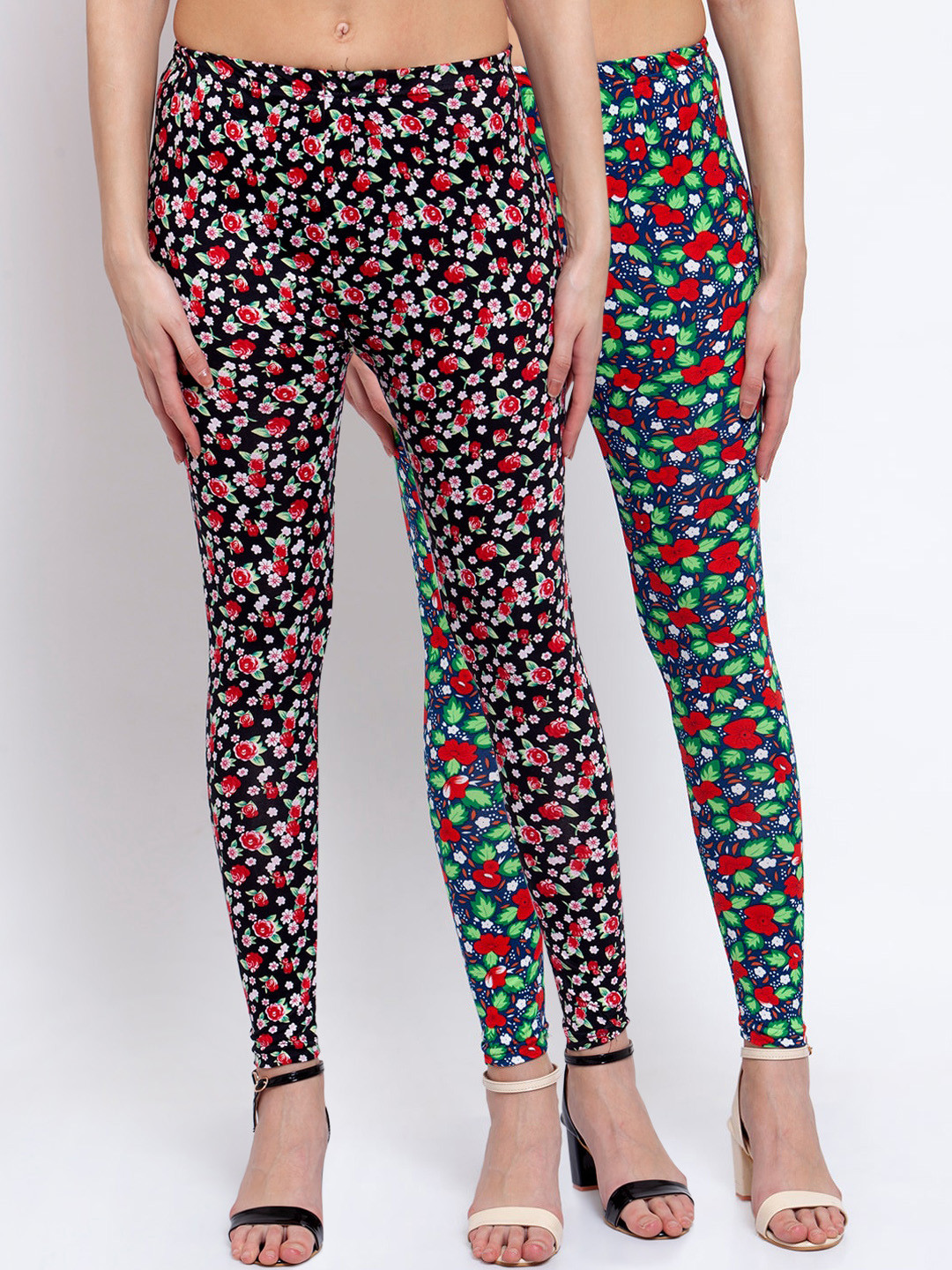

KLOTTHE Women Pack Of 2 Printed Ankle-Length Leggings, Blue