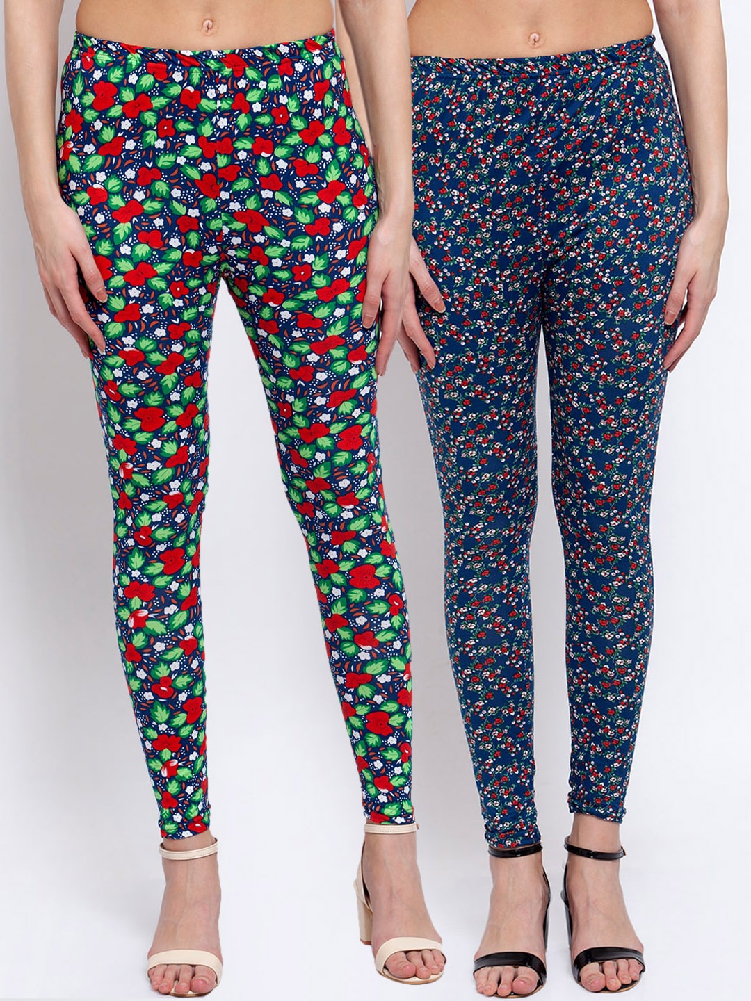 

KLOTTHE Women Pack Of 2 Printed Ankle-Length Leggings, Blue