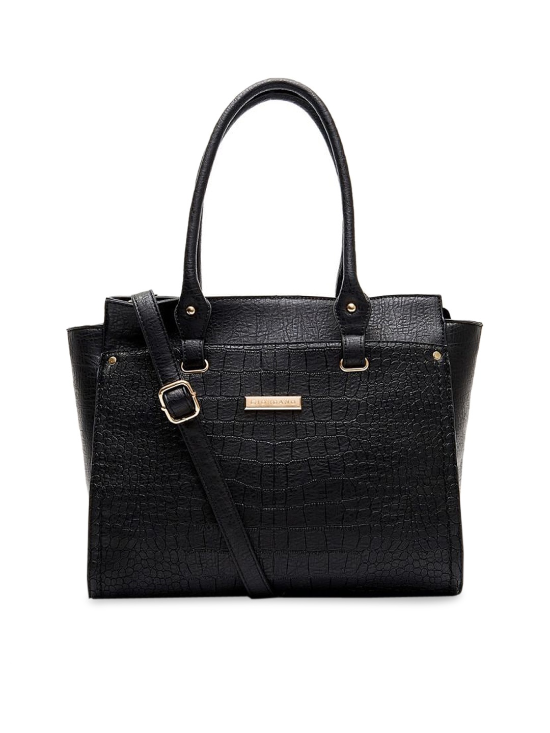

GIORDANO Black Textured Handheld Bag