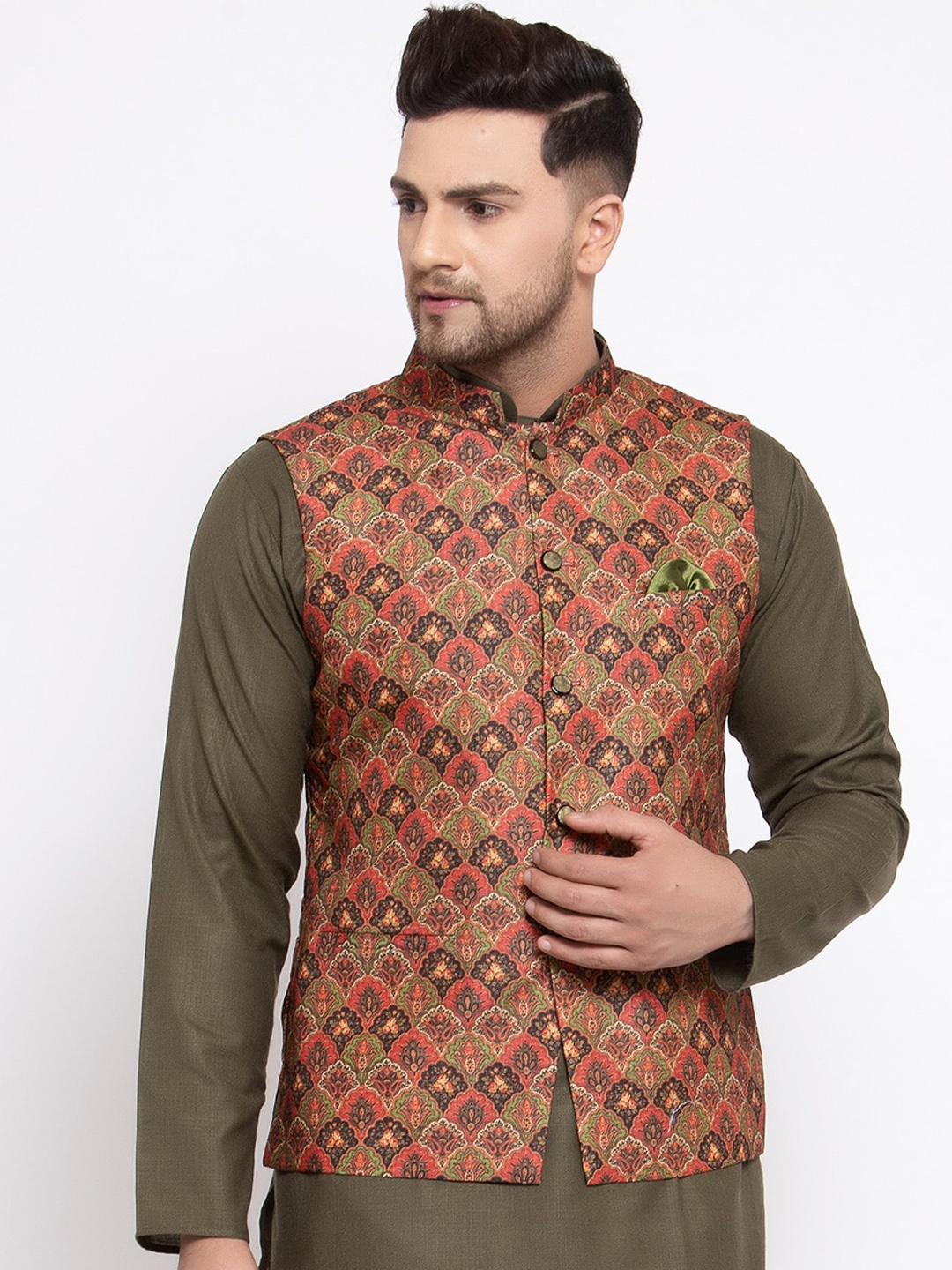 

MAXENCE Men Multicoloured Printed Designer Nehru Jacket, Multi