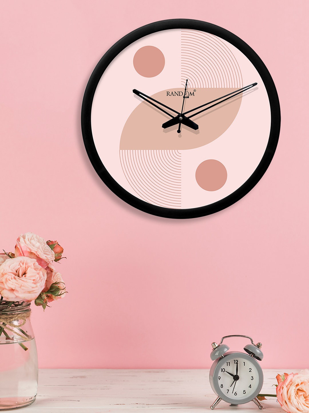 

RANDOM Peach-Coloured & Beige Round Printed 30.4 cm Analogue Wall Clock