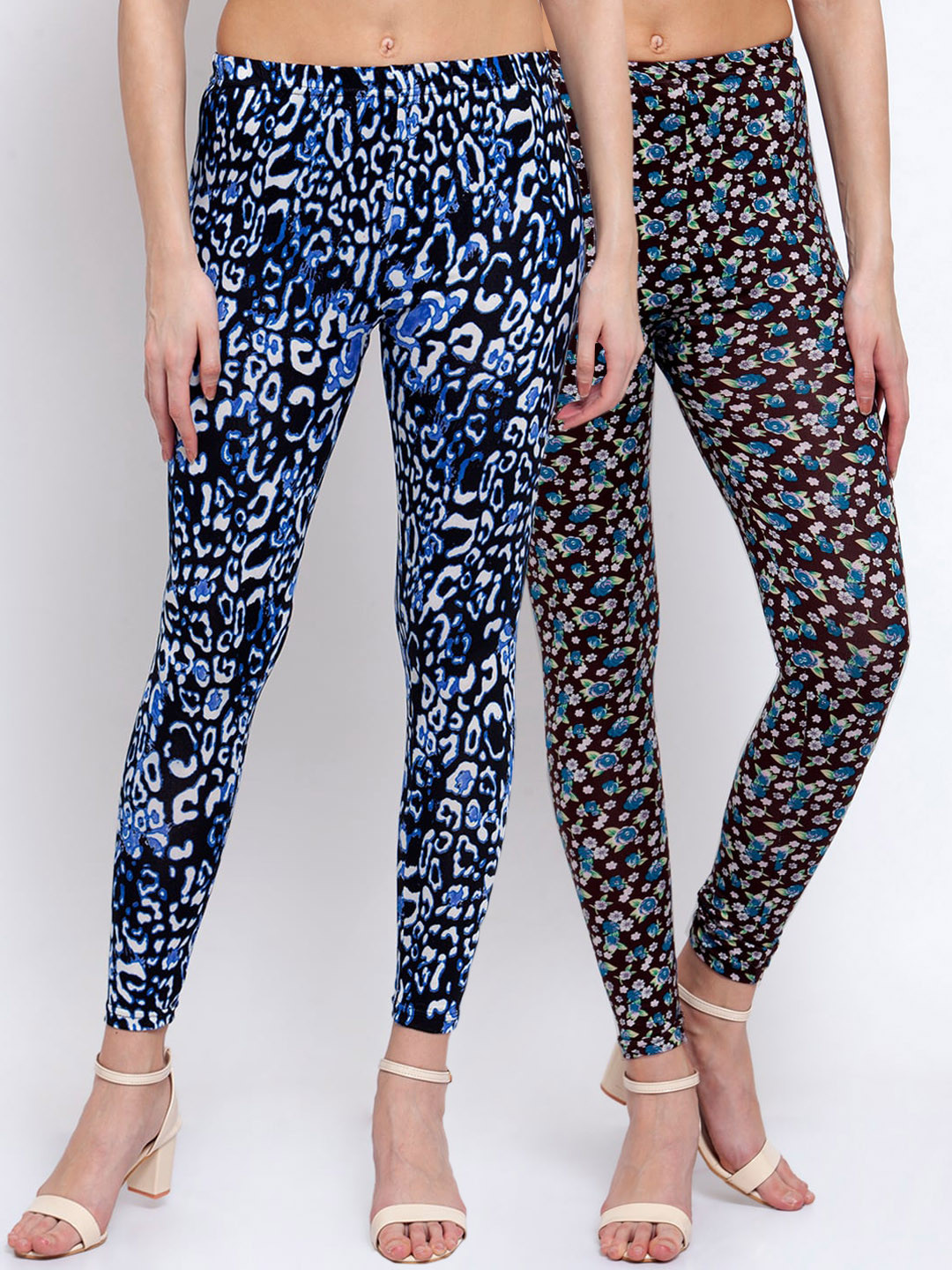 

KLOTTHE Women Pack Of 2 Printed Ankle-Length Leggings, Blue
