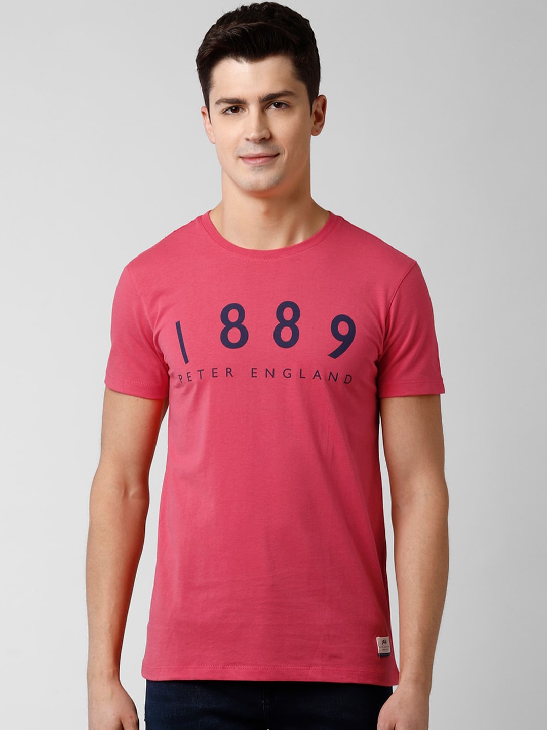 

Peter England Casuals Men Red Printed Round Neck T-shirt
