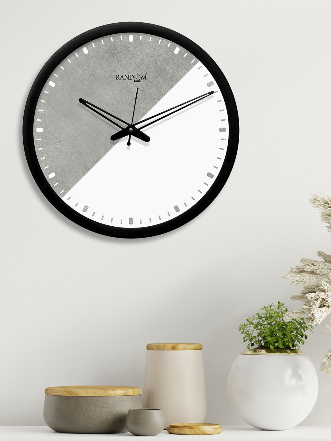 

RANDOM Grey & White Round Colourblocked 30.4 cm Analogue Wall Clock