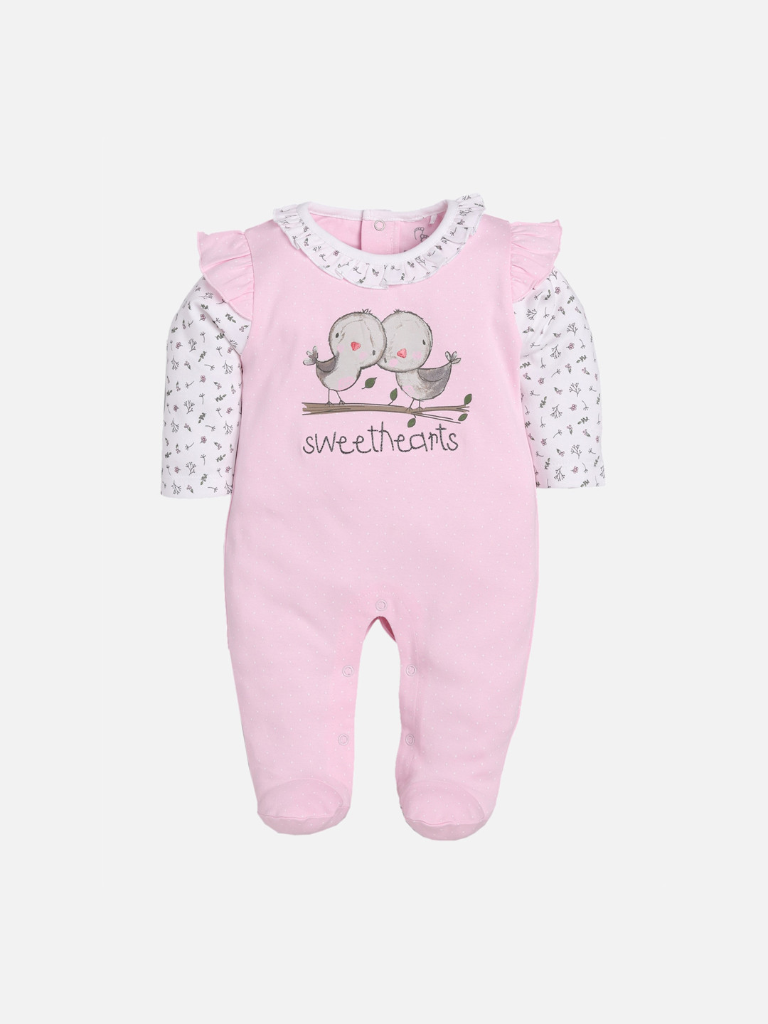 

Baby Go Kids Pink & White Printed Pure Cotton Rompers