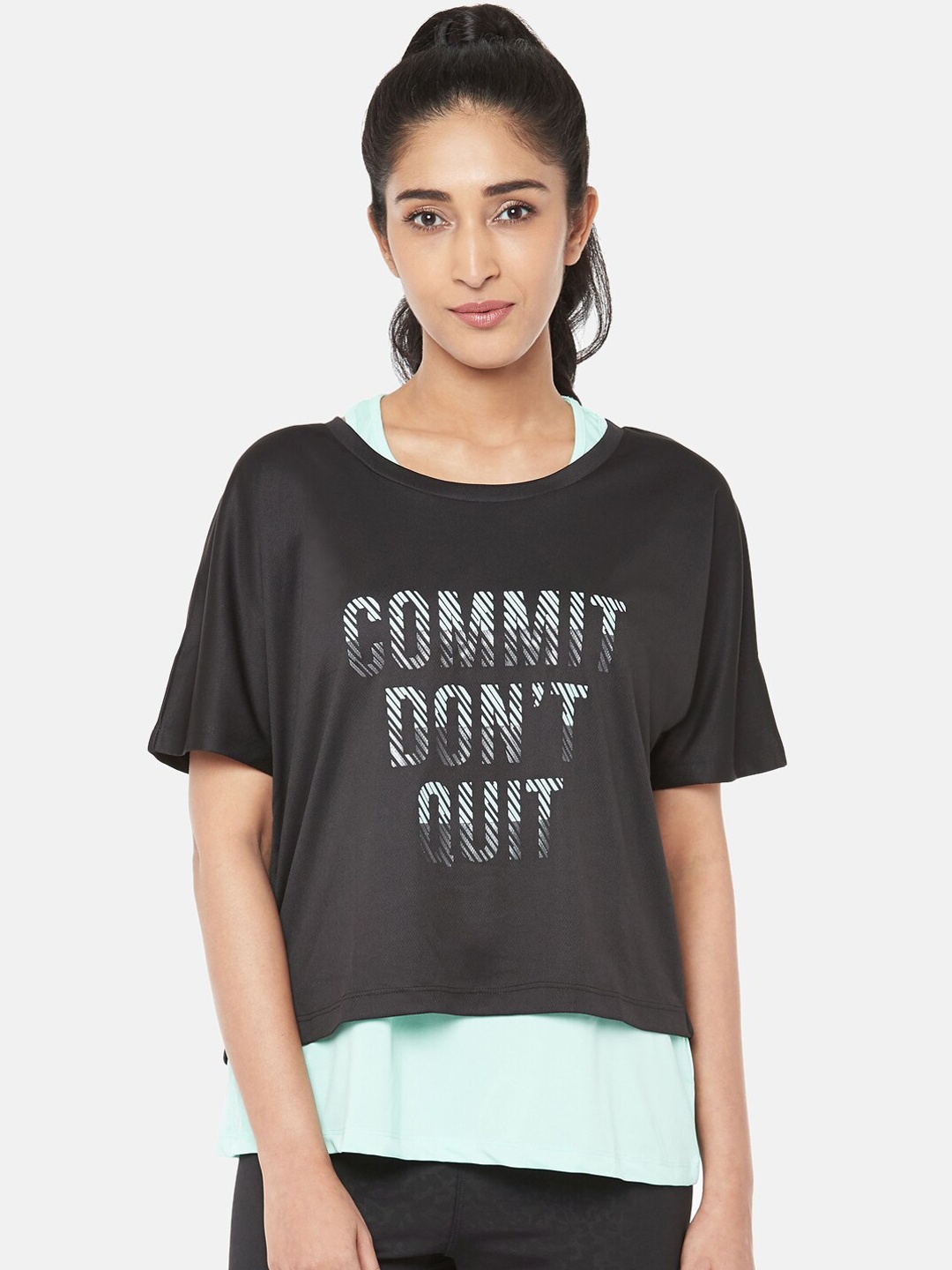 

Ajile By Pantaloons Black Printed Regular Top