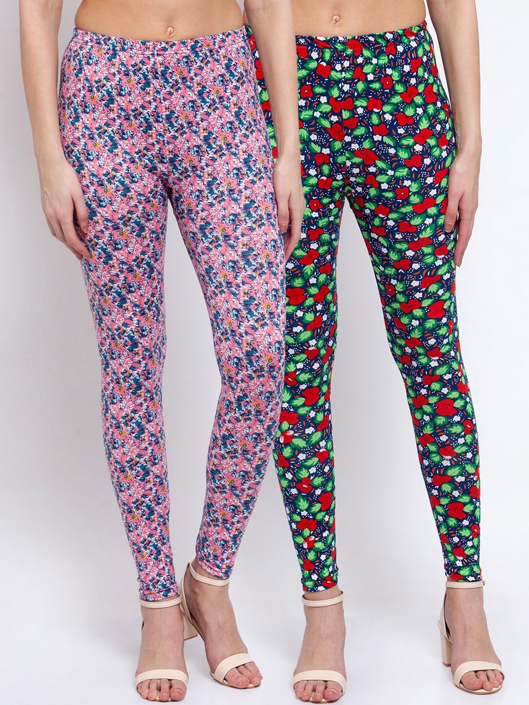 

KLOTTHE Women Pack Of 2 Printed Ankle-Length Leggings, Blue