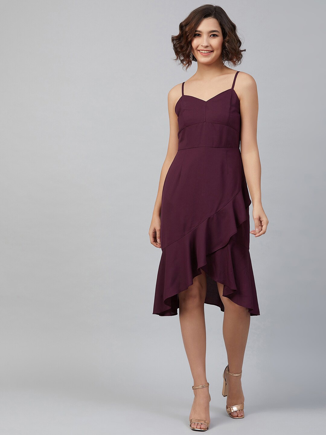 

Carlton London Women Purple Solid Wrap Dress
