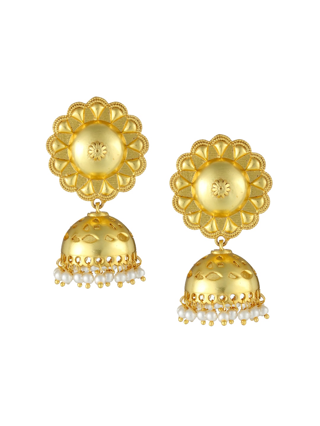 

Adwitiya Collection Gold-Toned Dome Shaped Jhumkas