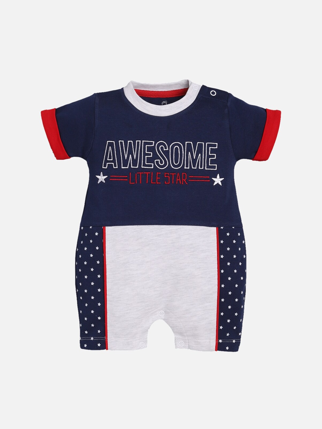 

BABY GO Infant Kids Blue & White Printed Romper