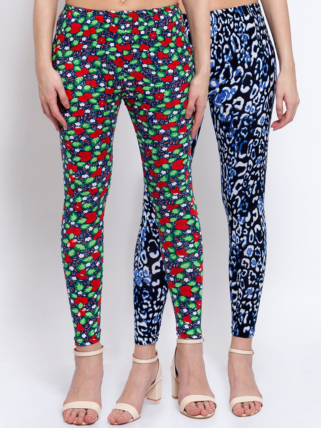 

KLOTTHE Women Pack Of 2 Printed Ankle-Length Leggings, Black