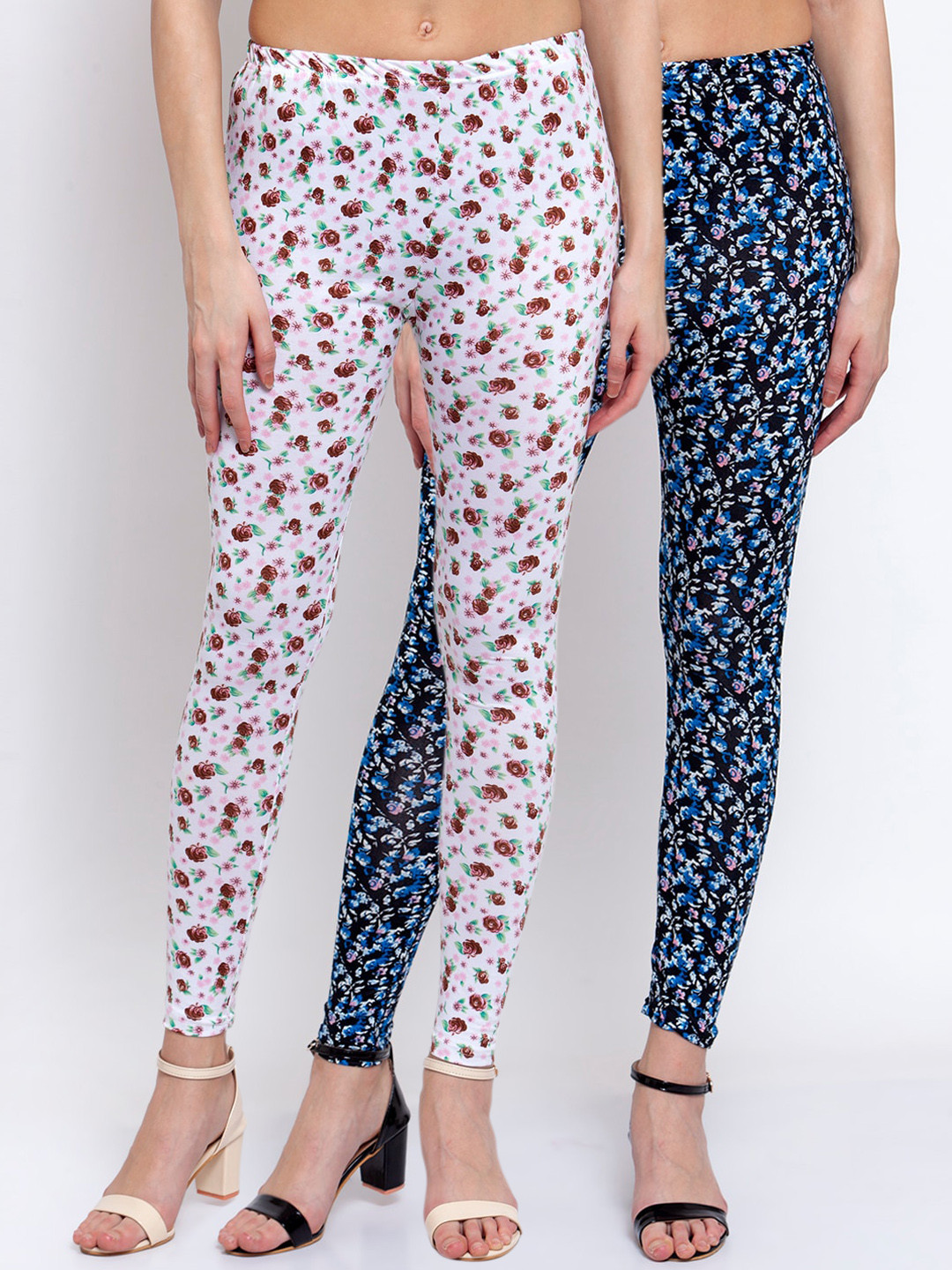 

KLOTTHE Women Pack Of 2 Printed Ankle-Length Leggings, Black