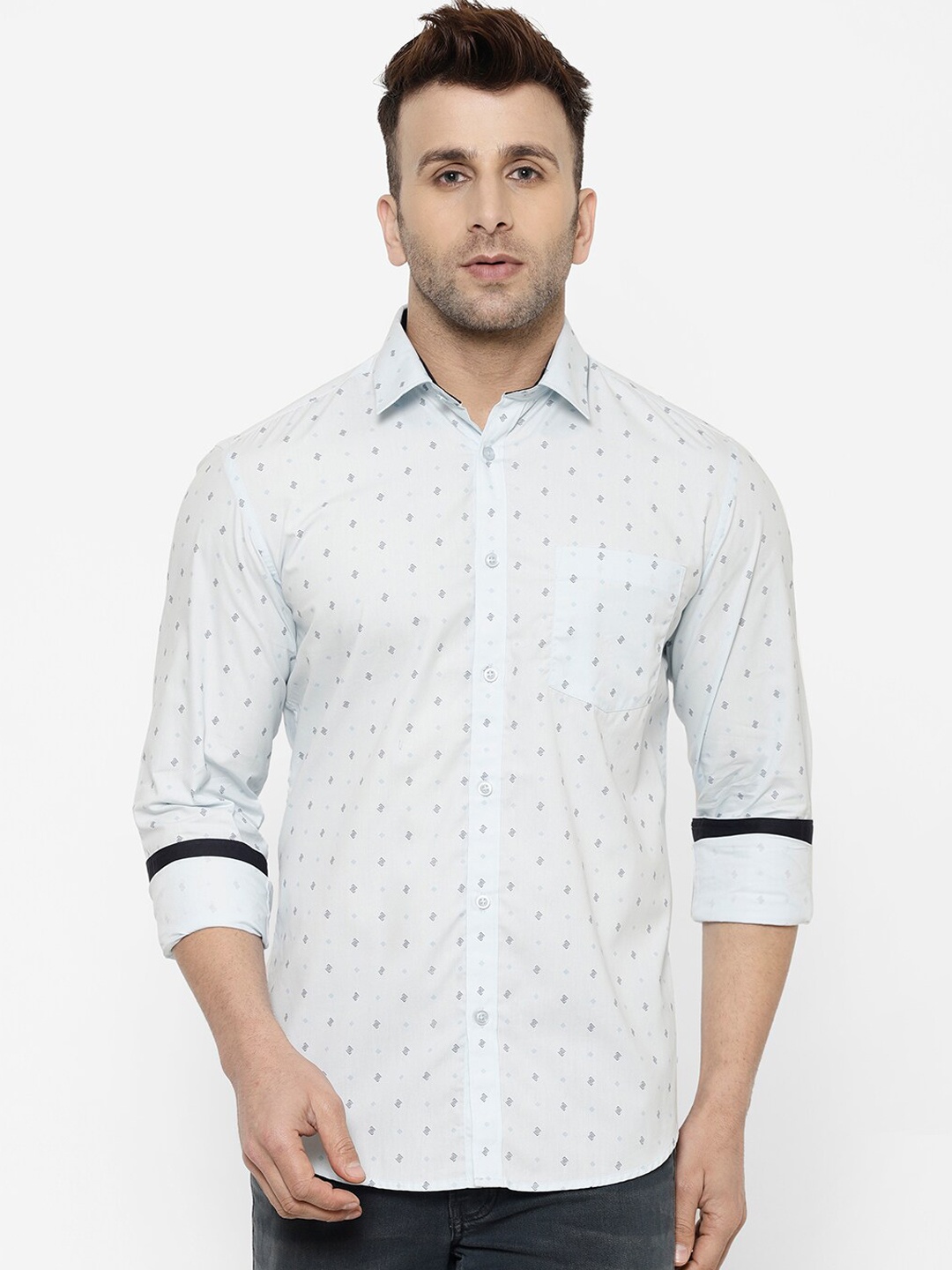 

cape canary Men Blue Regular Fit Printed Casual Shirt