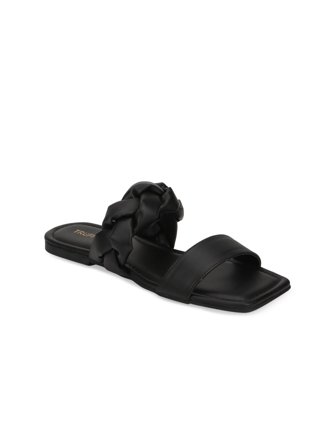 

Truffle Collection Women Black Solid Open Toe Flats