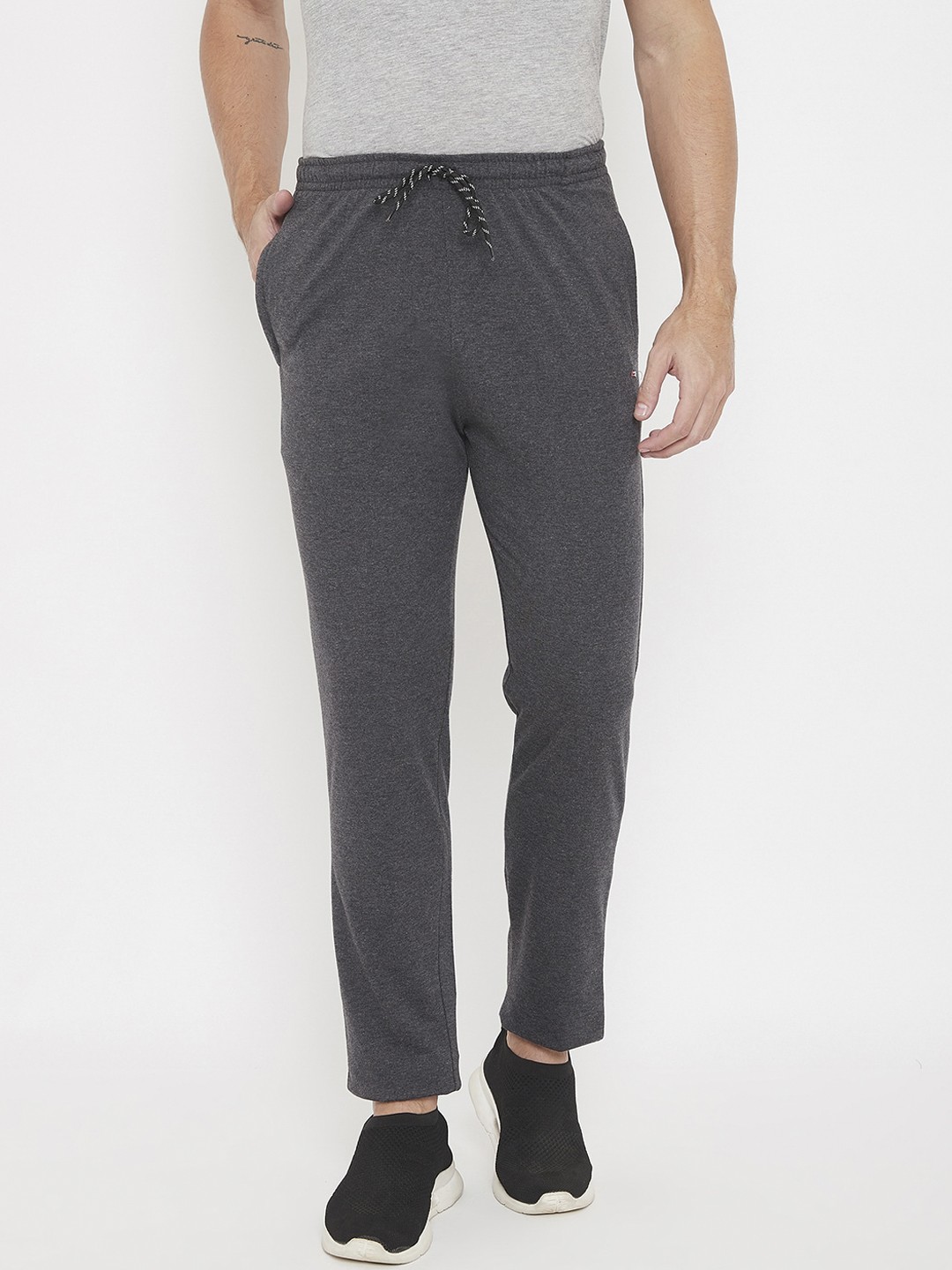 

NEVA Men Charcoal Grey Solid Straight-Fit Track Pants