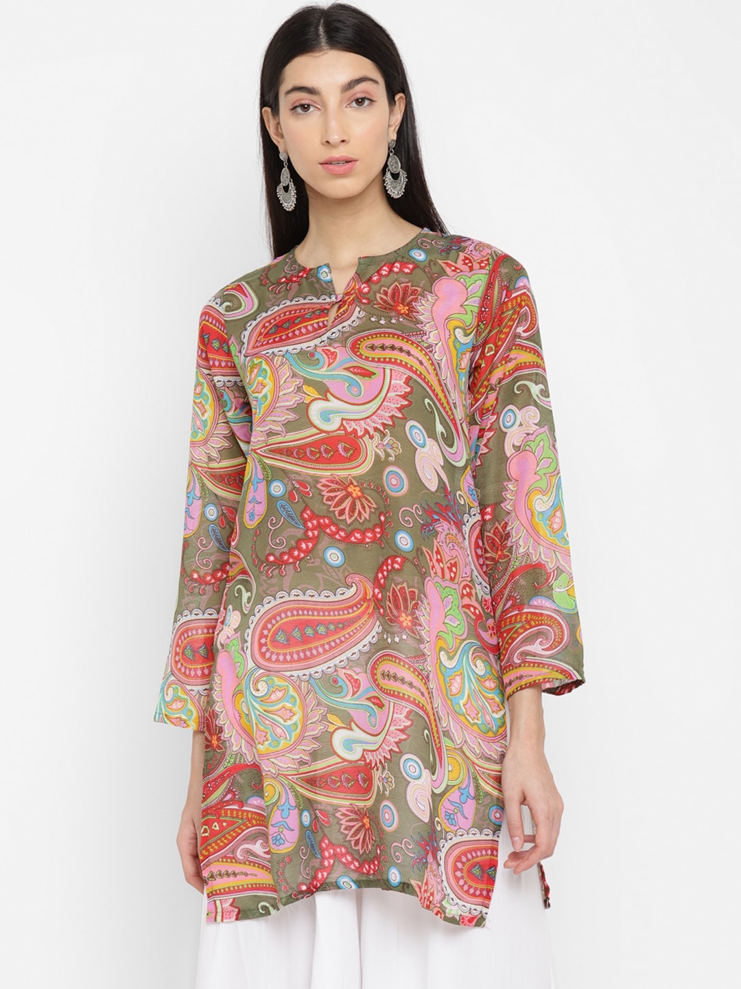 

Aditi Wasan Women Green & Pink Printed Tunic