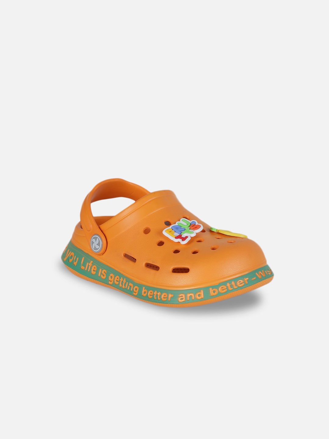 

PASSION PETALS Kids Orange Embellished Clogs