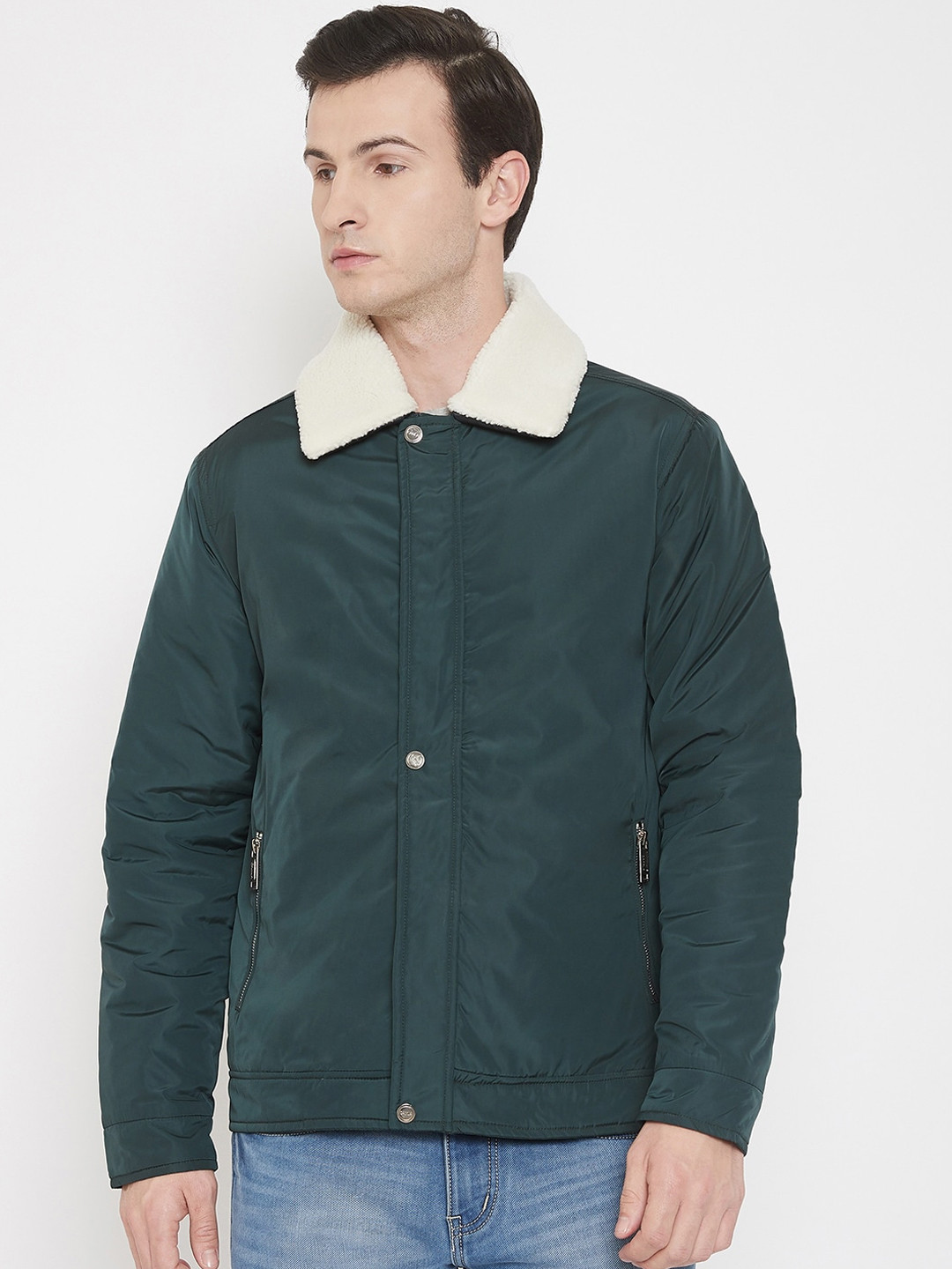 

CAMLA Men Green Solid Windcheater Padded Jacket