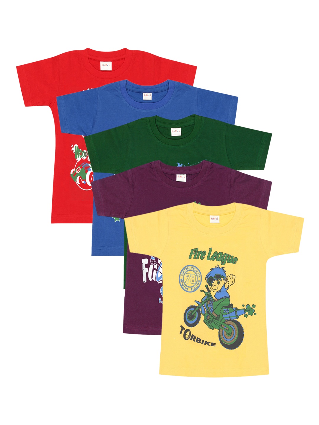 

Kiddeo Boys Multicoloured Printed Round Neck T-shirt, Multi