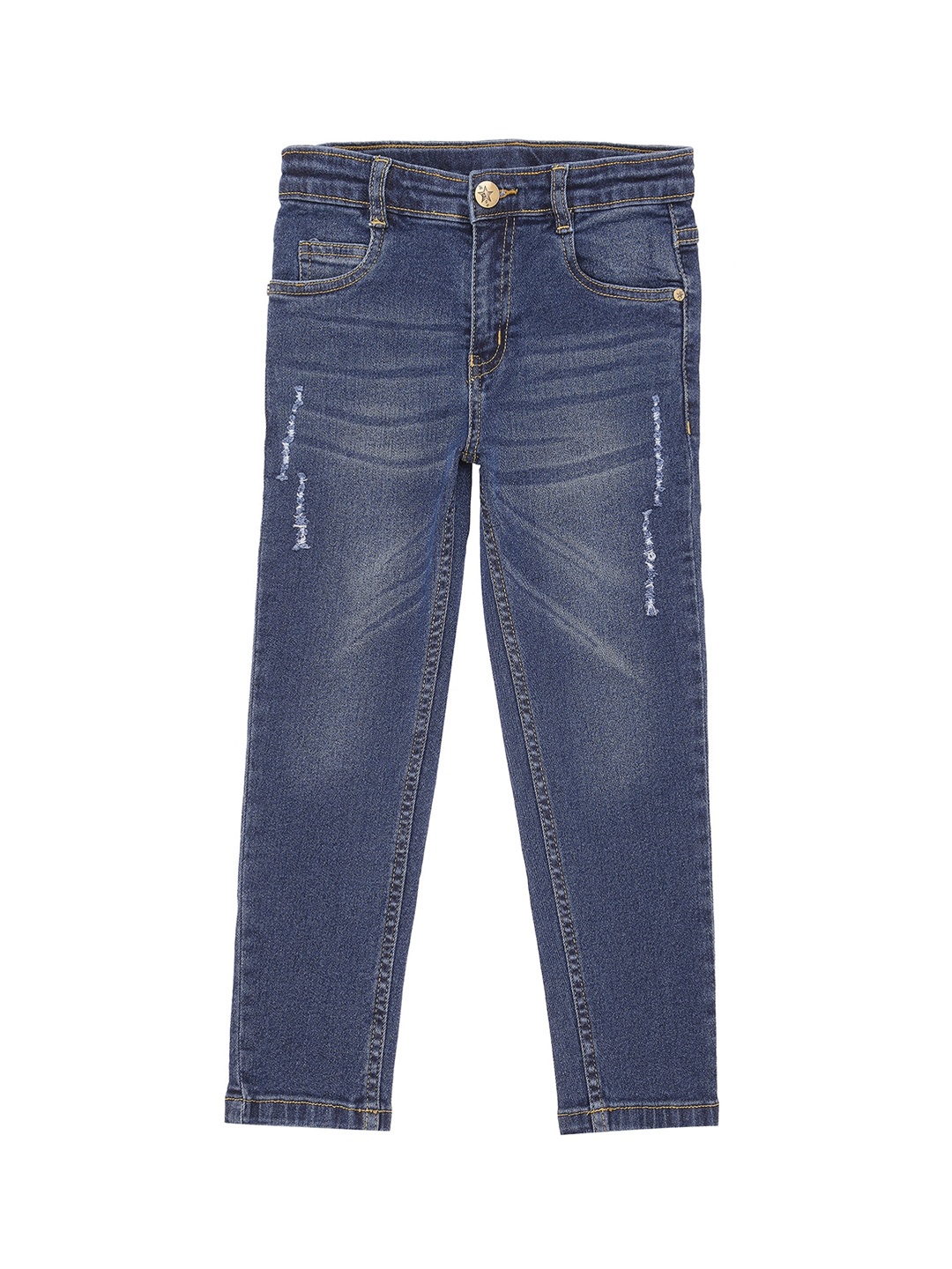

High Star Boys Blue Slim Fit Mid-Rise Mildly Distressed Jeans