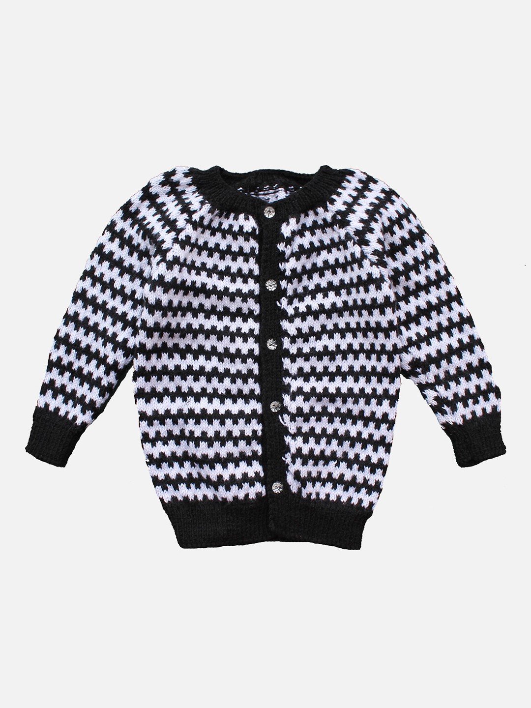 

Woonie Unisex Kids Black Striped Cardigan Sweater