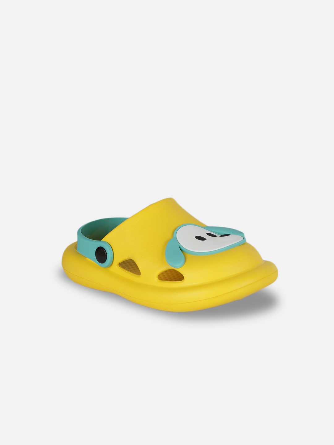 

PASSION PETALS Kids Yellow & Sea Green Self Design Clogs