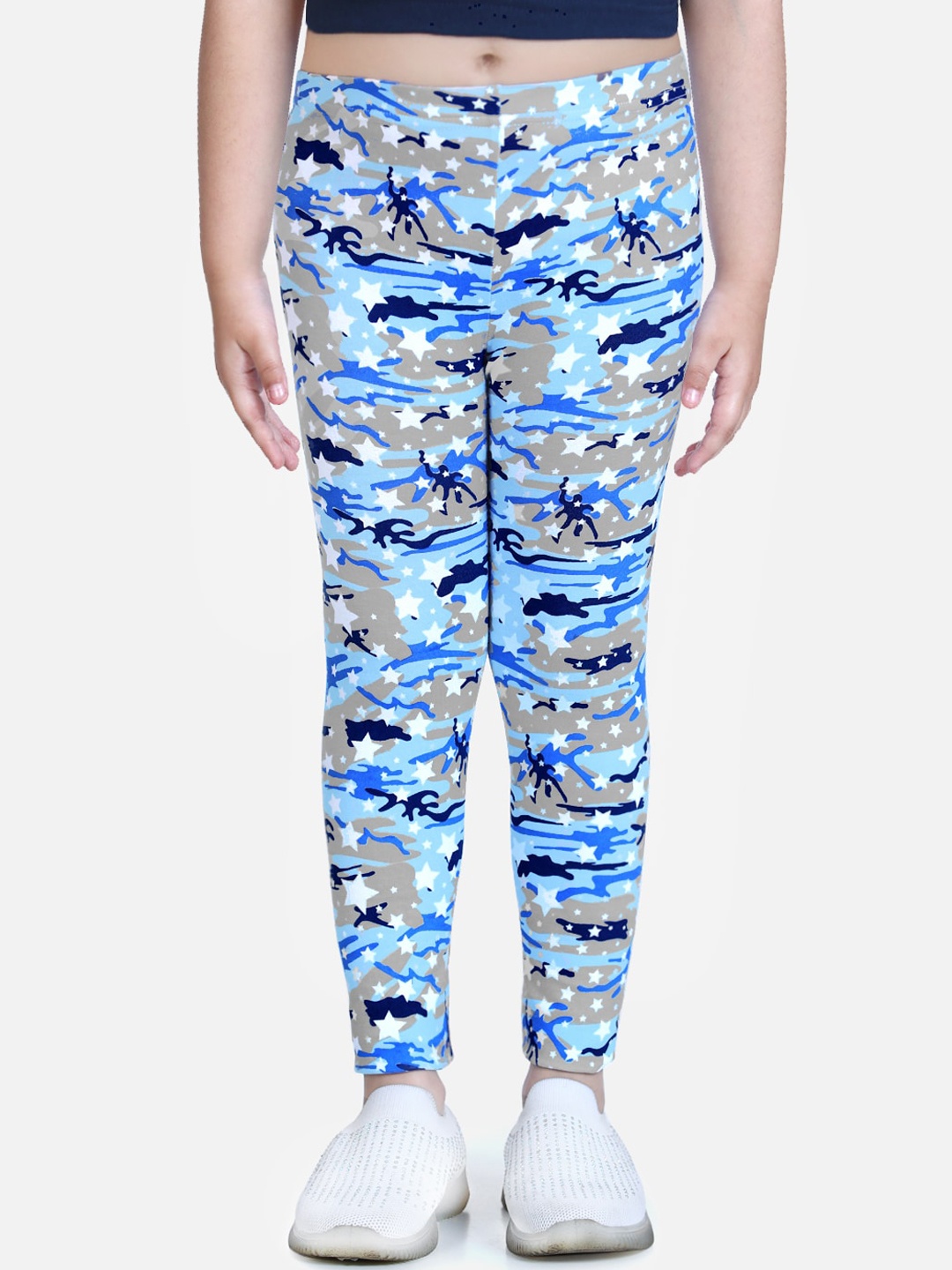 

Naughty Ninos Girls Blue & Grey Camouflage Printed Ankle-Length Leggings