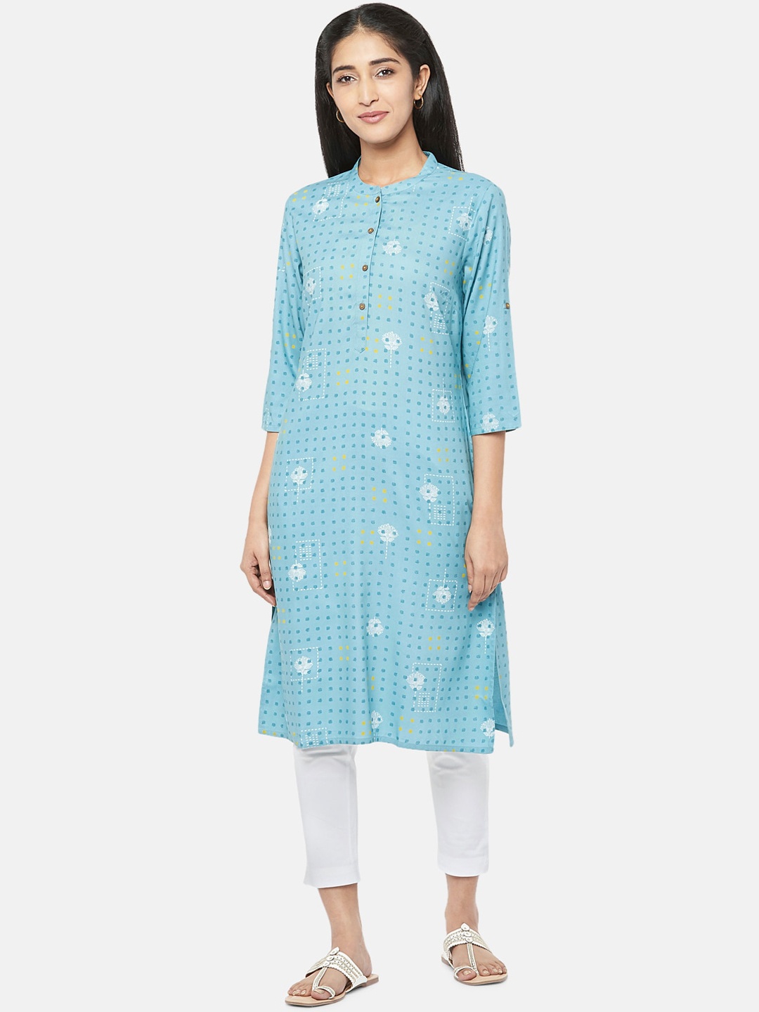 

Rangmanch By Pantaloons Women Blue Thread Work Kurta