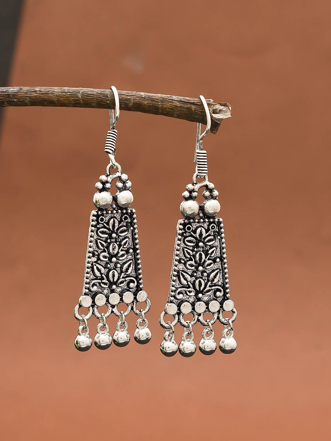 

Silvermerc Designs Silver-Toned Contemporary Drop Earrings