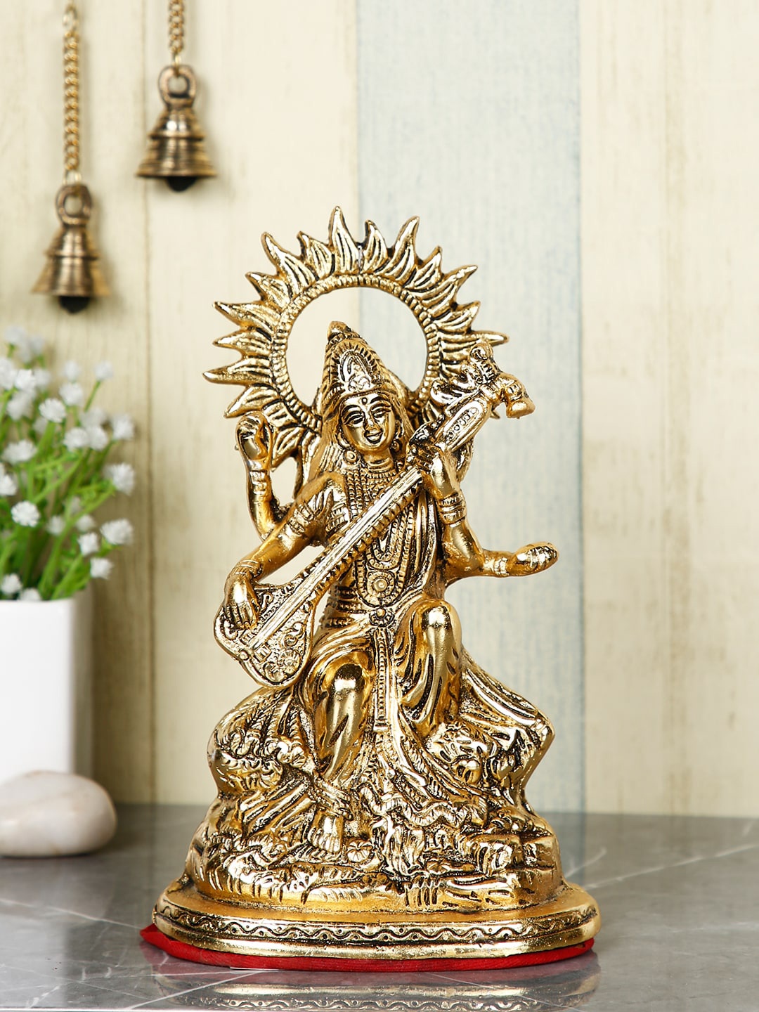 

CraftVatika Gold-Plated Saraswati Statue Showpiece
