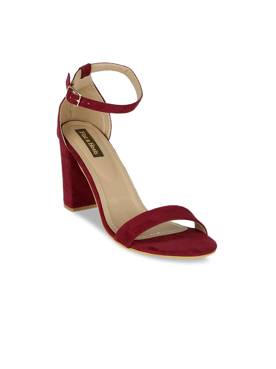 

Flat n Heels Women Maroon Solid Block Heels