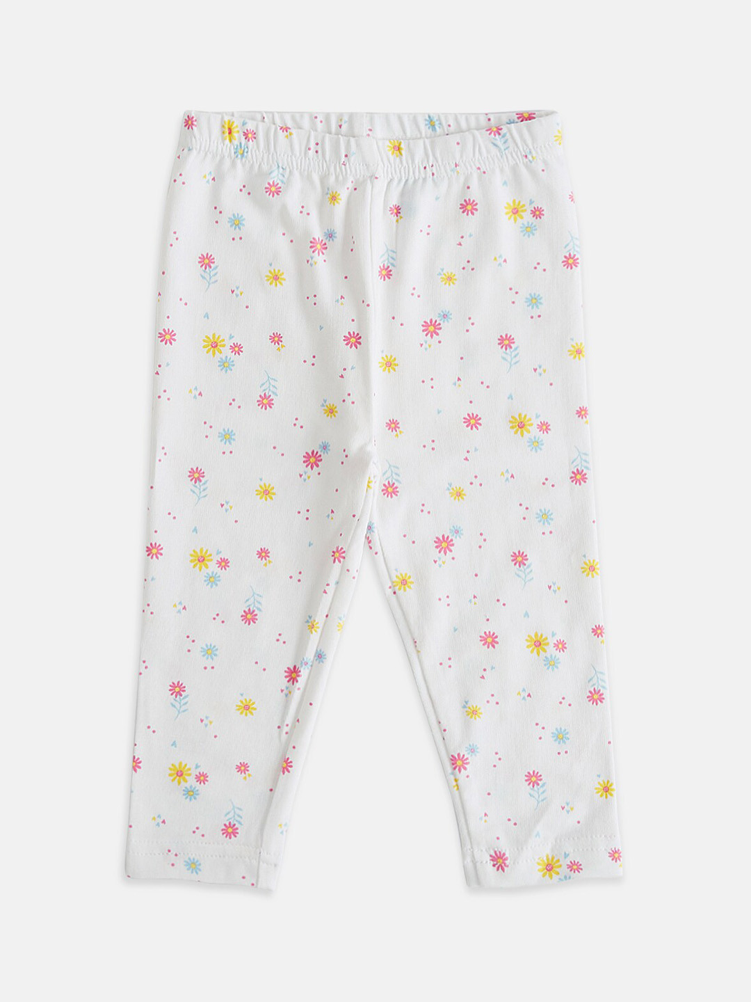 

Pantaloons Baby Girls White & Pink Printed Leggings