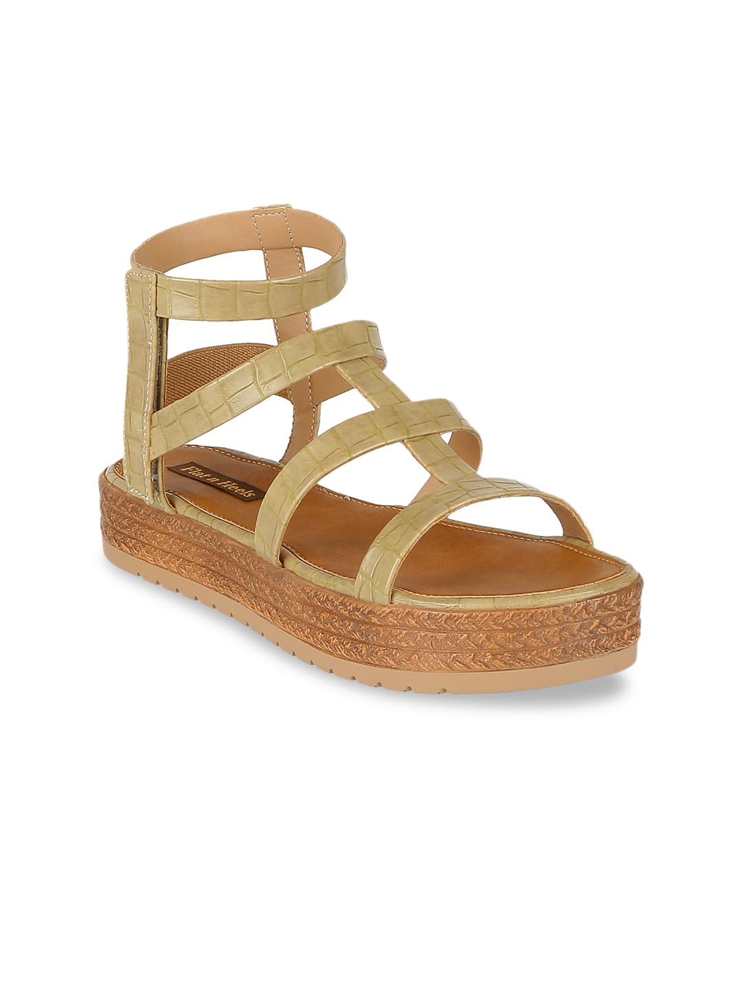 

Flat n Heels Women Green Textured Sandals