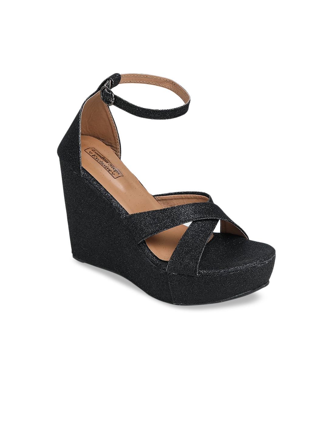

LONDON STEPS Women Black Textured Sandals
