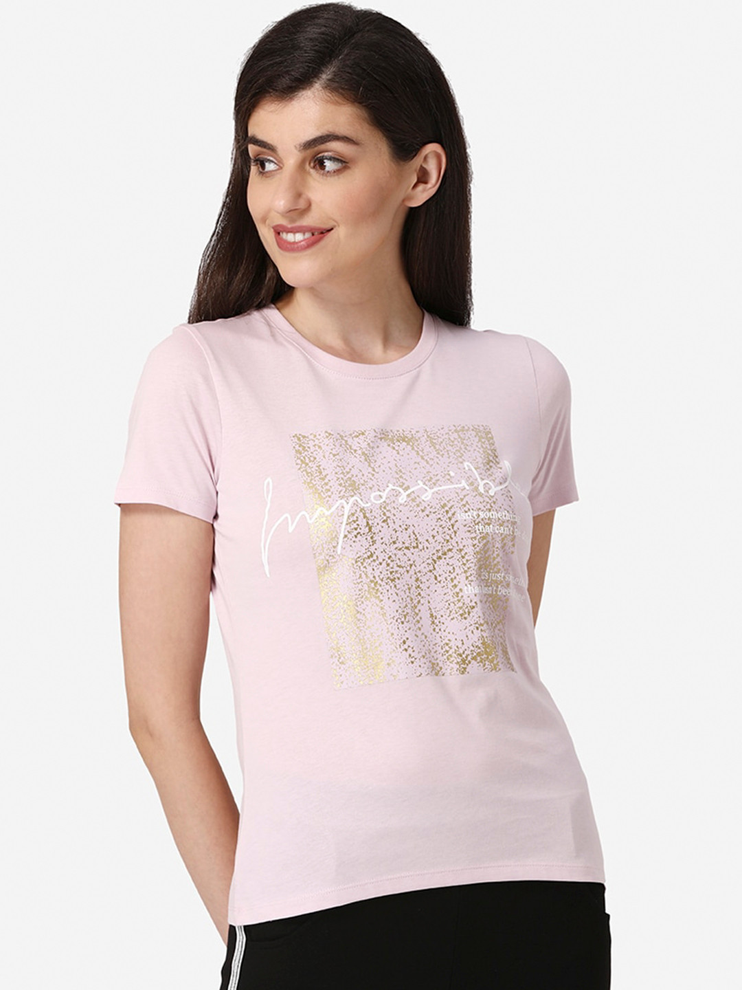 

Mode by Red Tape Women Pink Printed Round Neck T-shirt