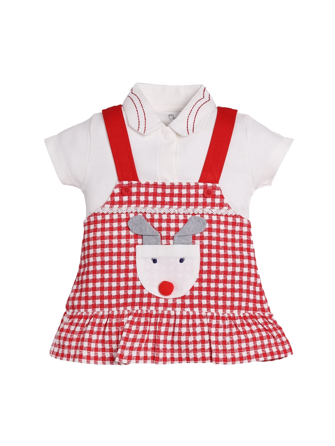 

BABY GO Girls Multicoloured Checked Pinafore Dress, Multi