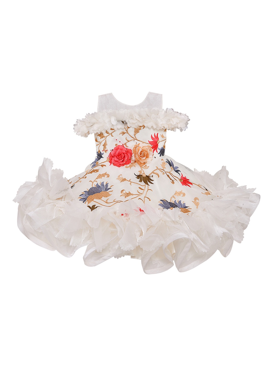 

Wish Karo Girls White Printed Fit and Flare Dress