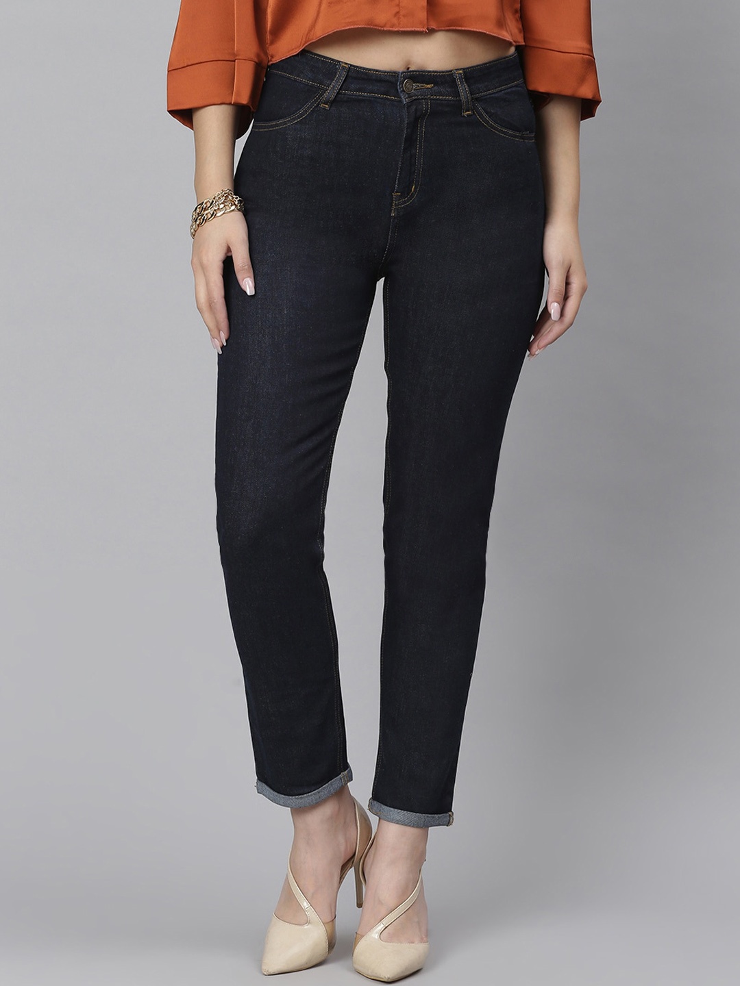 Kotty Women Blue Slim Fit High-Rise Clean Look Jeans