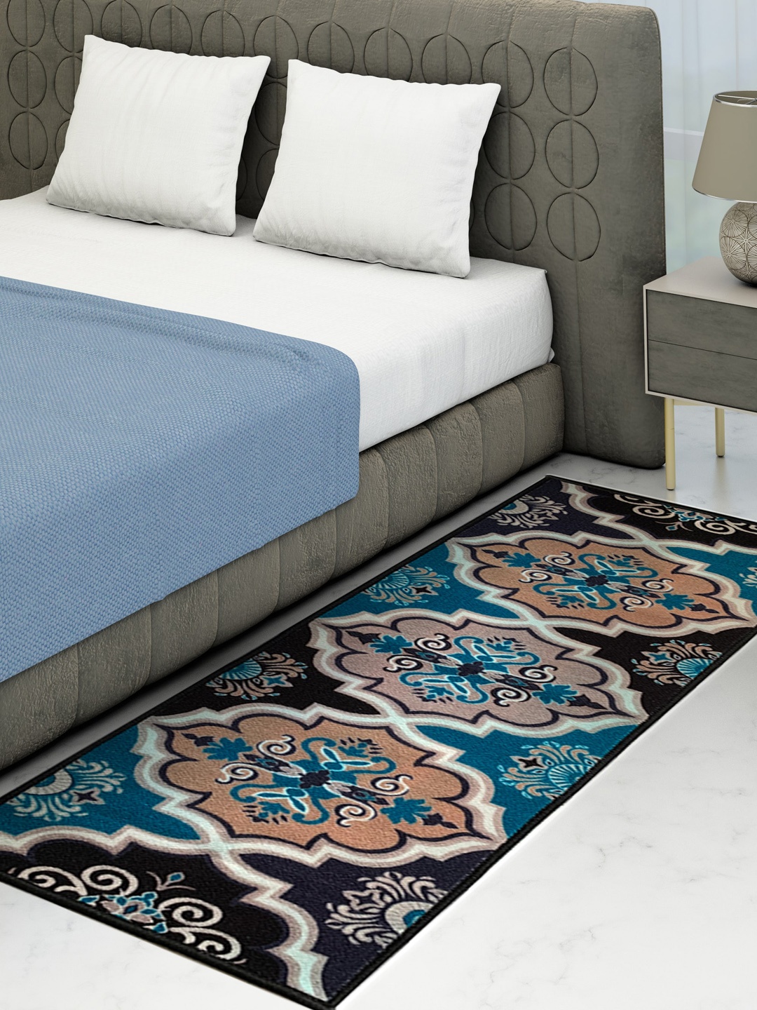 

Athom Trendz Brown & Beige Ethnic Motifs Printed Anti-Skid Bed Runner