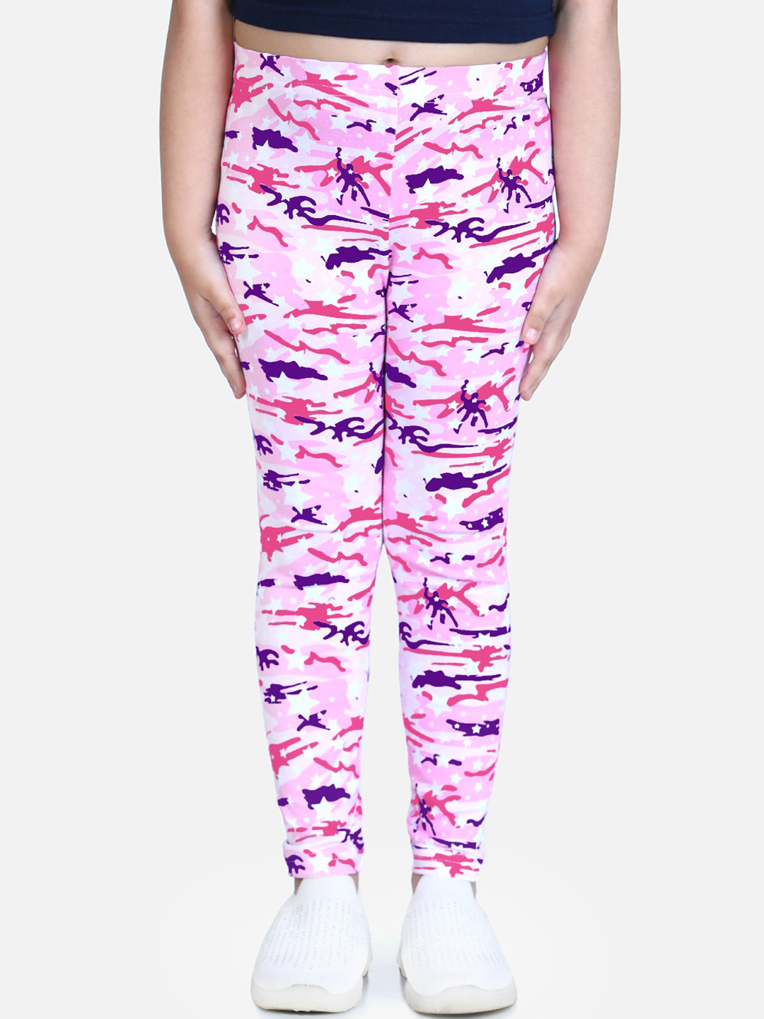 

Naughty Ninos Girls Pink & Purple Printed Ankle-Length Leggings