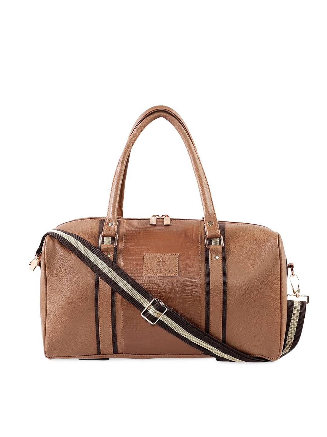 

Carlton London Unisex Tan Brown Textured Duffel Bag