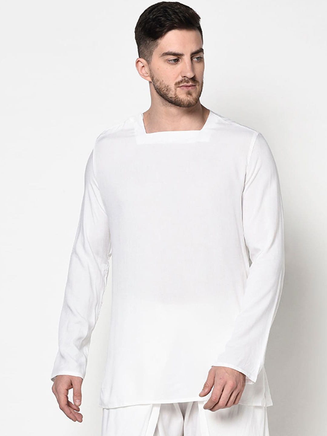 

Lamaaya Men White Straight Kurta