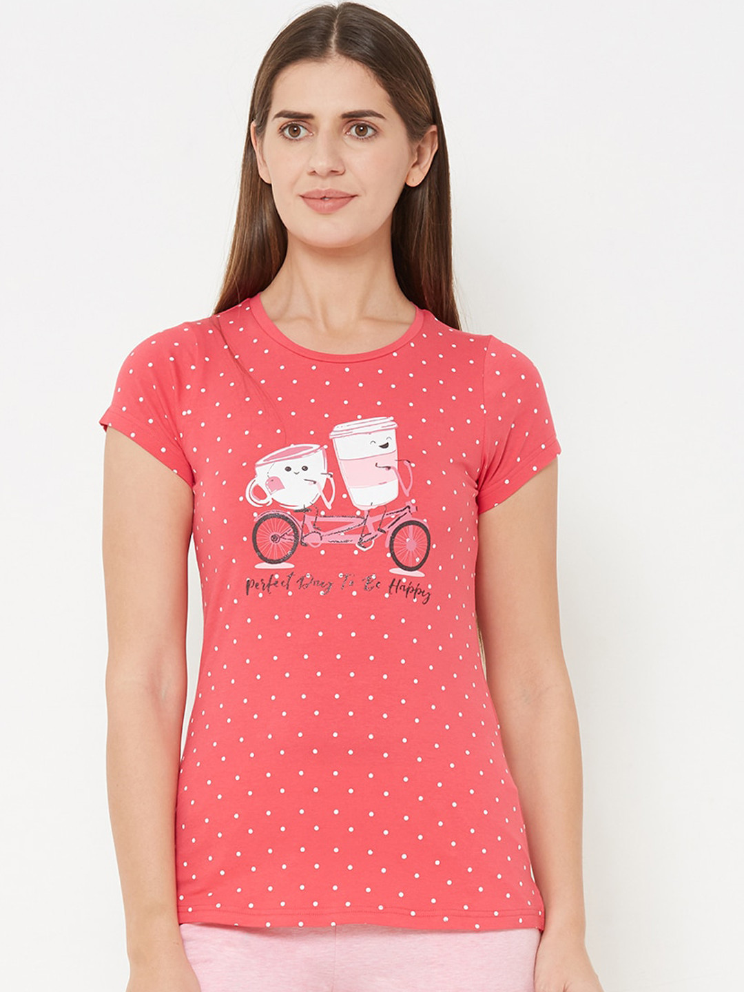

Sweet Dreams Women Pink & White Printed Night suit