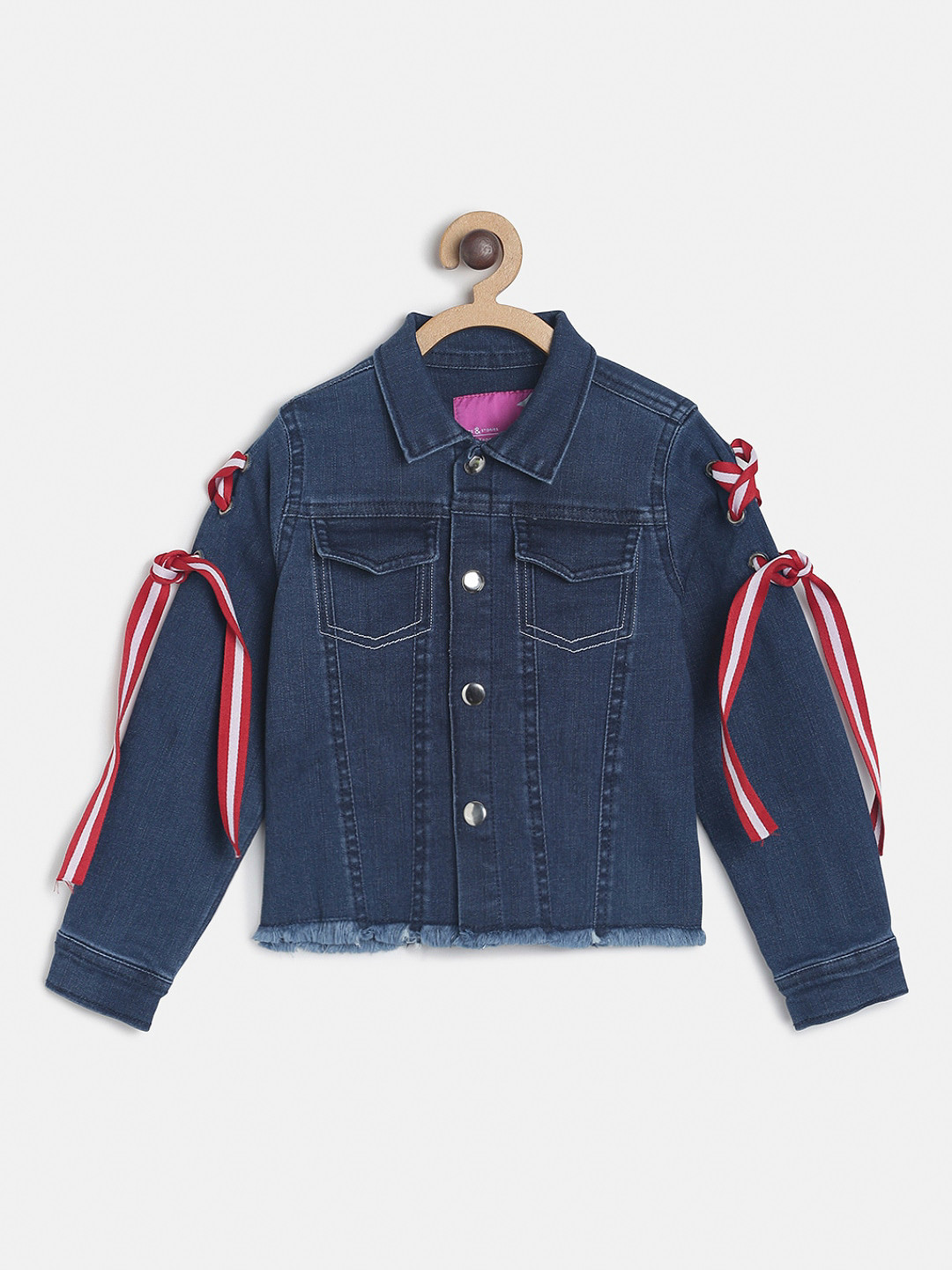 

TALES & STORIES Girls Blue Solid Denim Jacket