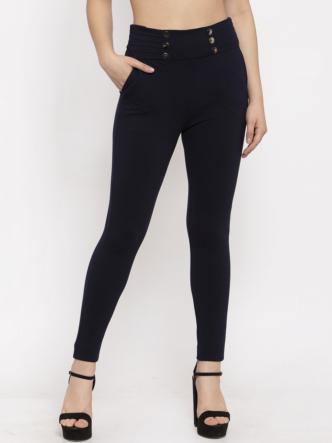 Clora Creation Women Navy Blue Solid Jeggings